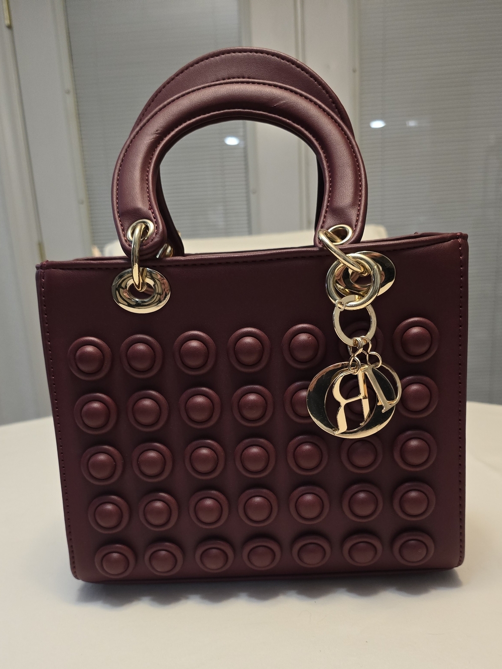 Designer-Inspired Burgundy Women’s Top-Handle Bag